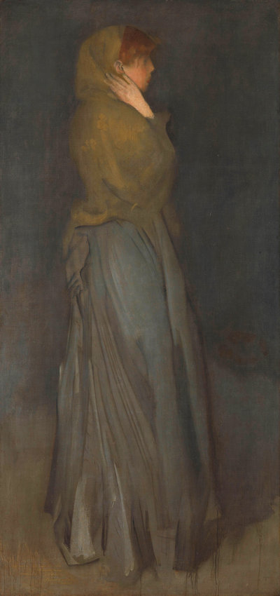 James Abbott McNeill Whistler, Arrangement in Yellow and Gray: Effie Deans c.1876–78, olie op doek, 194 × 93 cm, Rijksmuseum, Amsterdam, schenking van M.C. barones van Lynden-van Pallandt