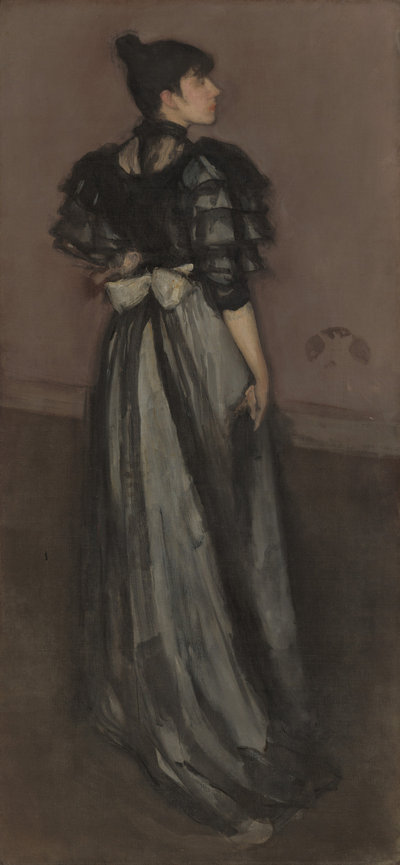 James Abbott McNeill Whistler, Mother of Pearl and Silver: The Andalusian 1891–1900, olie op doek, 191,5 × 89,8 cm, National Gallery of Art, Washington, Harris Whittemore-collectie