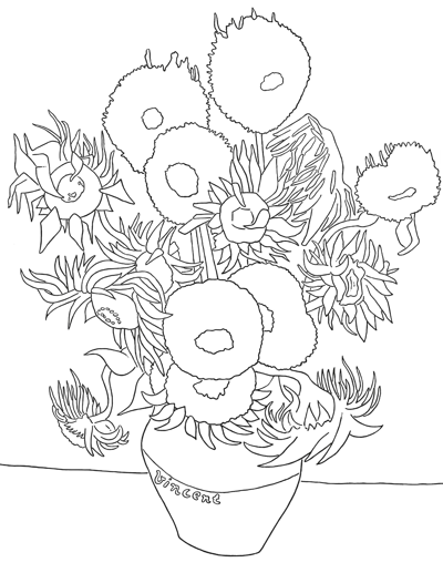 Kleurplaat Zonnebloemen