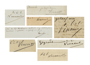 Compilatie van Vincents handtekeningen