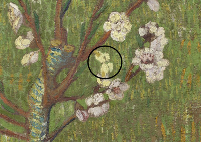 Oranjetipje (vlinder) in Bloeiende Perzikboom van Vincent van Gogh