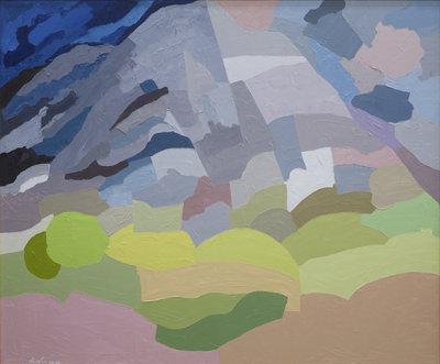 Etel Adnan, Mount Tamalpais, 1985, Olieverf op doek, 148 x 125 cm, The Sursock Museum, Beirut. 