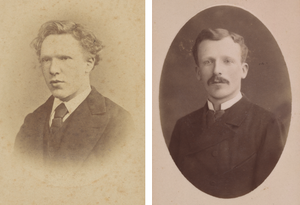 Archieffoto's van de broers Vincent van Gogh, 19 jaar (links) en Theo van Gogh ca. 25 jaar (rechts)