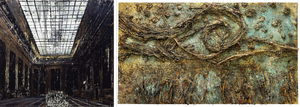 Collage van twee kunstwerken van Kiefer. Links 'Innenraum' (1981) en rechts 'De sterrennacht' (2019)