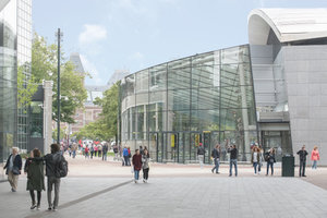 Museumplein 6 met de glazen hoofdingang van het Van Gogh Museum. Foto: Jan-Kees Steenman