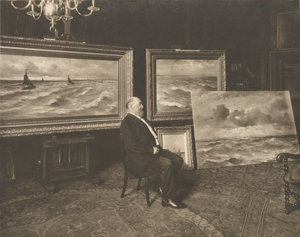 Schilder-verzamelaar HW Mesdag in zijn atelier in 1904