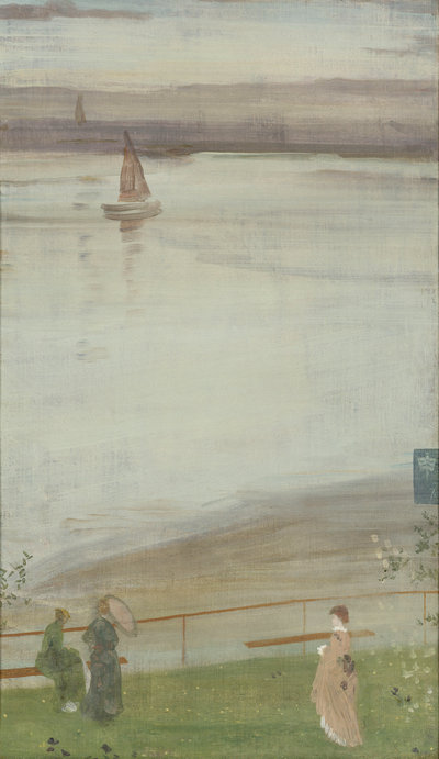 : James McNeill Whistler, Variaties in violet en groen 1871, olie op doek, 61,5 × 36 cm, Musée d’Orsay, Parijs