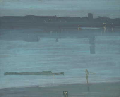James Abbott McNeill Whistler, Nocturne: Blue and Silver – Chelsea 1871, olie op paneel, 50,2 × 60,8 cm, Tate, legaat van Rachel en Jean Alexander 1972