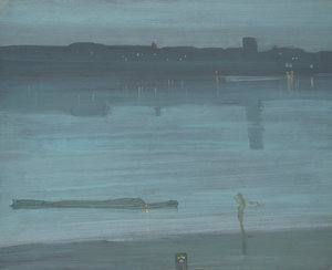 James Abbott McNeill Whistler, Nocturne: Blue and Silver – Chelsea 1871, olie op paneel, 50,2 × 60,8 cm, Tate, legaat van Rachel en Jean Alexander 1972