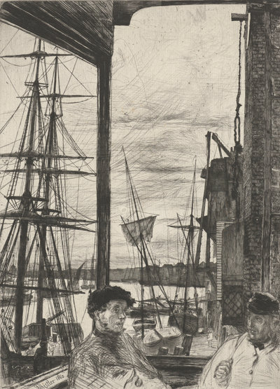 James McNeill Whistler, Rotherhithe 1860, ets op papier, 27,6 × 20 cm, Joan M. Winchell-collectie / Rijksmuseum, Amsterdam, schenking van het Art Institute of Chicago