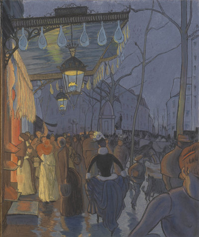 Louis Anquetin (1861-1932), Avenue de Clichy, ’s avonds, vijf uur, 1887, pastelkrijt op papier op karton, 60.3 x 50.3 cm, Van Gogh Museum, Amsterdam (aankoop met steun van de VriendenLoterij)