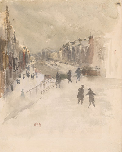 James McNeill Whistler, Sneeuw, Amsterdam, 1882, Waterverf op papier, 28,6 × 22,8 cm, Privécollectie